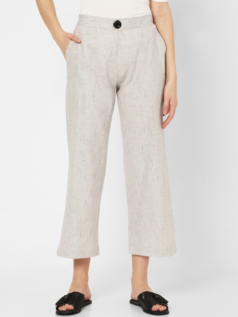 

Smarty Pants Women Grey Flared Self Design Parallel Trousers