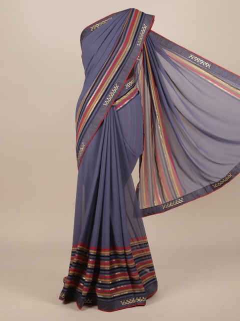 

Pothys Grey Solid Poly Chiffon Saree