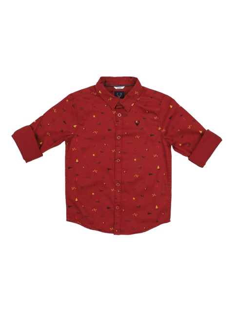 

Allen Solly Junior Boys Red Regular Fit Printed Cotton Casual Shirt