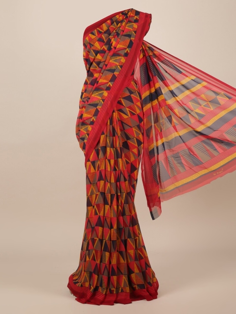 

Pothys Red & Yellow Poly Chiffon Printed Saree