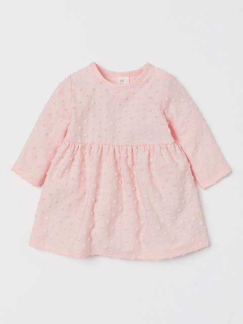 

H&M Girls Pink Self Design Textured Dress