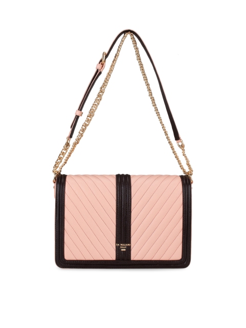 

Da Milano Peach-Coloured Colourblocked Sling Bag