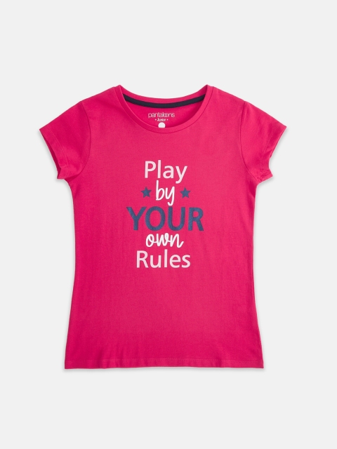 

Pantaloons Junior Girls Fuchsia Printed Round Neck T-shirt