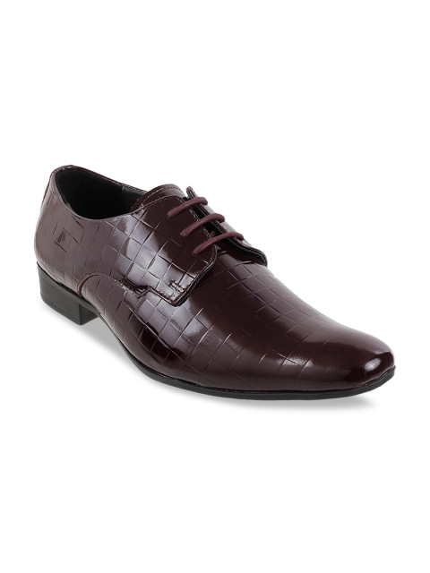 

Mochi Men Burgundy Textured Formal Leather Derbys