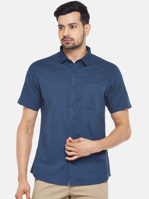 

BYFORD by Pantaloons Men Blue Slim Fit Printed Cotton Casual Shirt