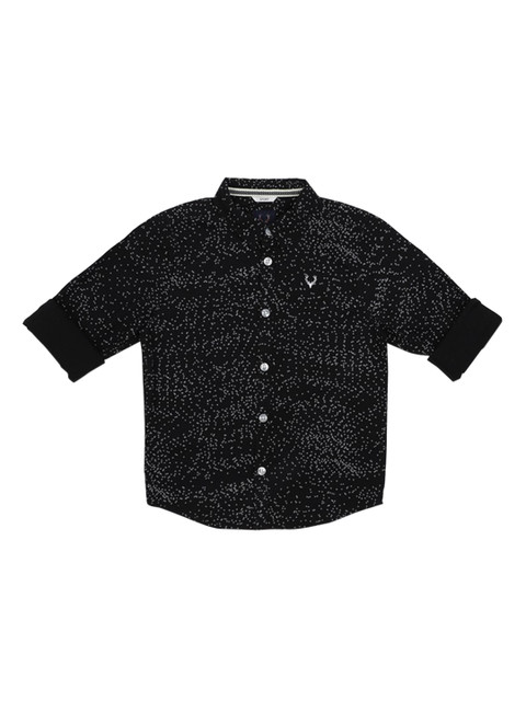 

Allen Solly Junior Boys Black & Off-White Printed Casual Cotton Shirt
