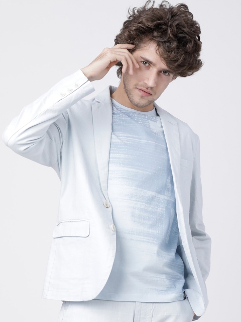 

HIGHLANDER Men Blue Solid Single-Breasted Casual Blazer
