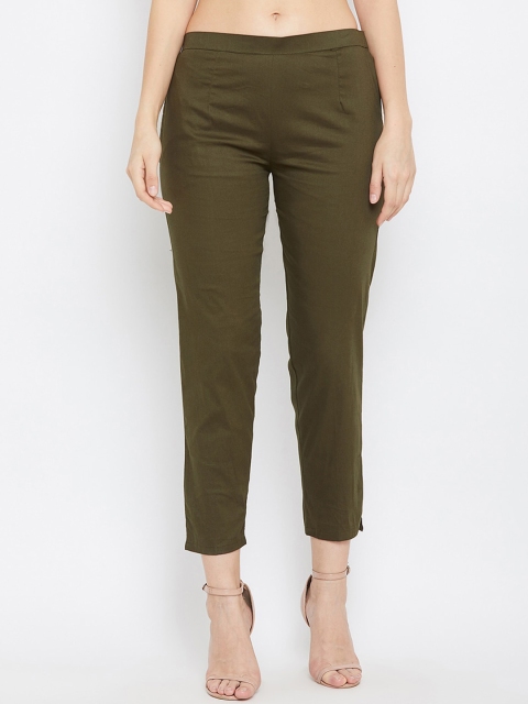 

Baani Creations Women Olive Green Solid Regular Trousers