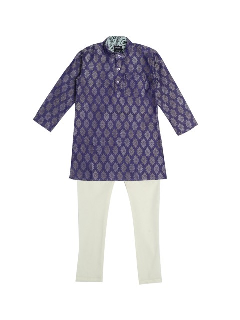 

NEUDIS Boys Blue & Cream-Coloured Woven Design Kurta with Pyjamas