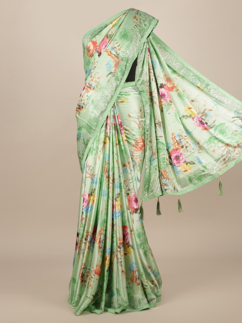 

Pothys Green Printed Satin Saree