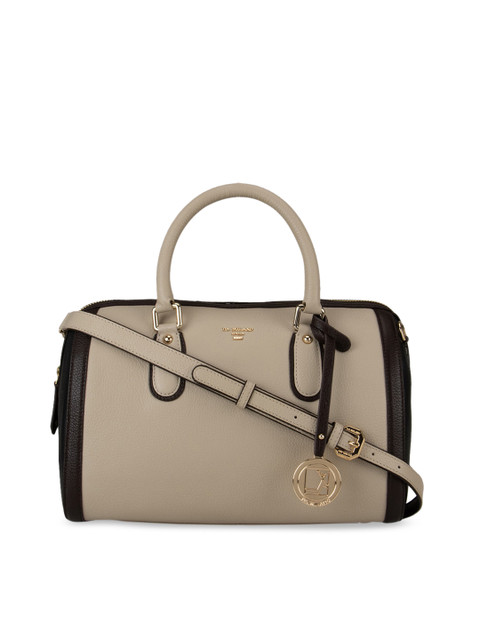 

Da Milano Beige & Black Colourblocked Leather Handheld Bag