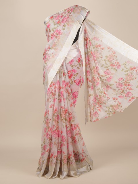 

Pothys Grey Printed Poly Chiffon Saree