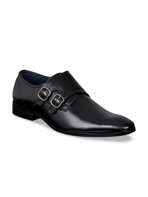 

Aditi Wasan Men Black Solid Leather Formal Monk Shoes
