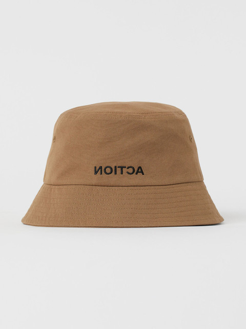 

H&M Men Beige Embroidered-Detail Bucket Hat