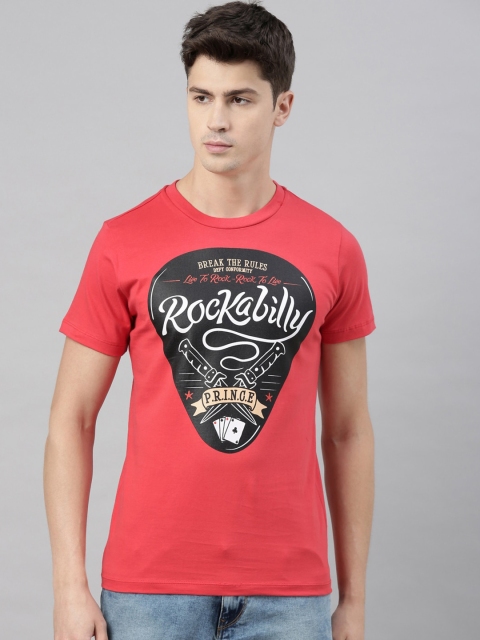 

QUANCIOUS Men Coral Printed Round Neck Sustainable T-shirt