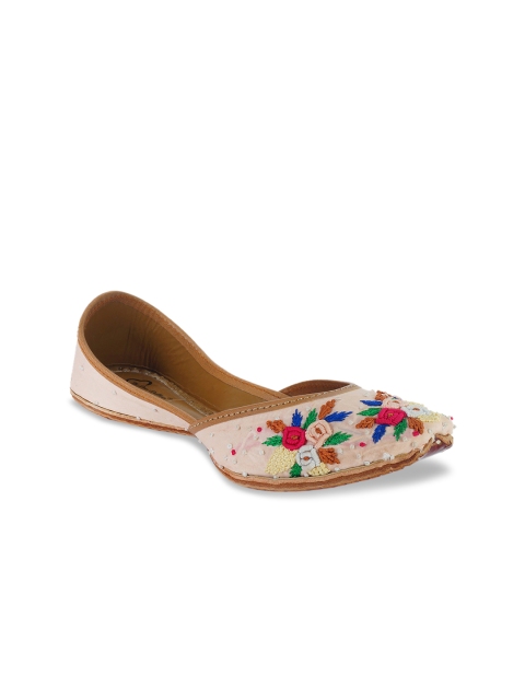 

The Desi Dulhan Women Pink Embroidered Fabric Ballerinas