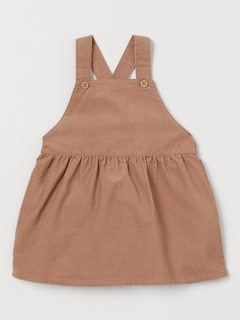 H&M Girls Beige Corduroy Dungaree Dress