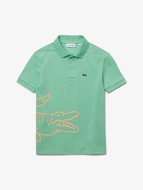 

Lacoste Boys Green Solid Polo Collar Pure Cotton T-shirt