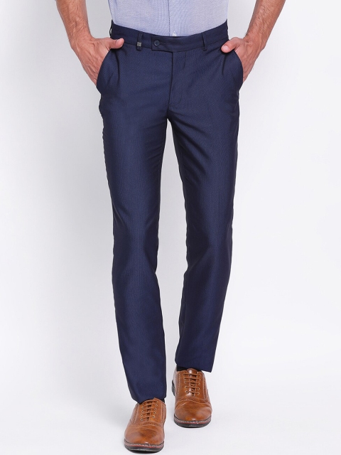

Turtle Men Navy Blue Slim Fit Solid Formal Trousers