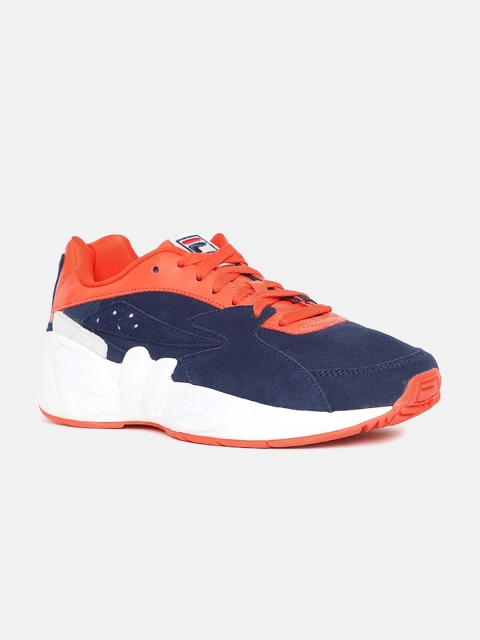 

FILA Men Navy Blue Colourblocked Leather Sneakers