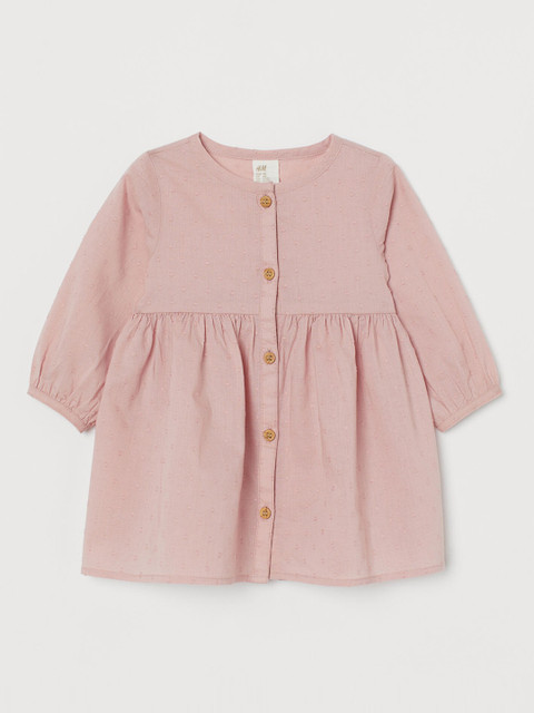 

H&M Girls Pink Solid Long-Sleeved Dress