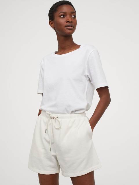 

H&M Women White Solid Sweatshirt Shorts