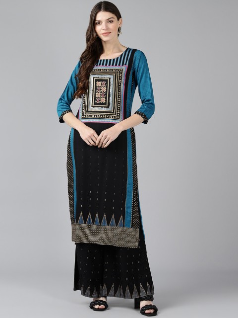 

Bani Women Women Turquoise Blue & Green Embroidered Kurta with Palazzo