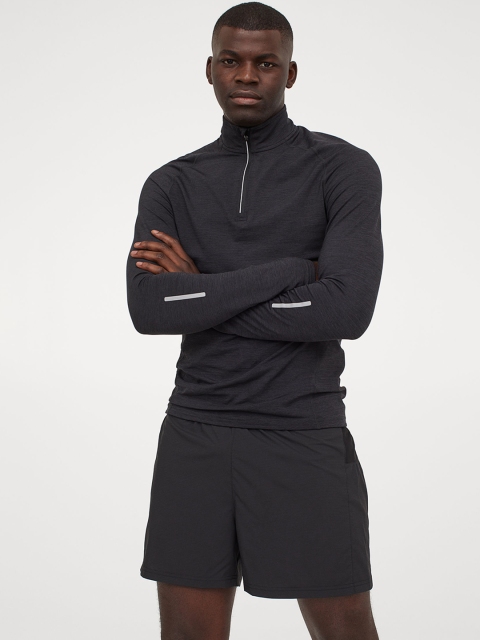 

H&M Men Black Solid Lightweight Running Shorts