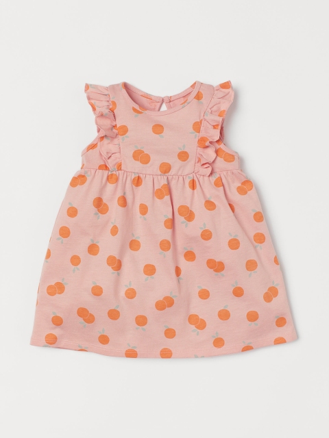 

H&M Girls Pink Printed Flounce-Trimmed Jersey Dress