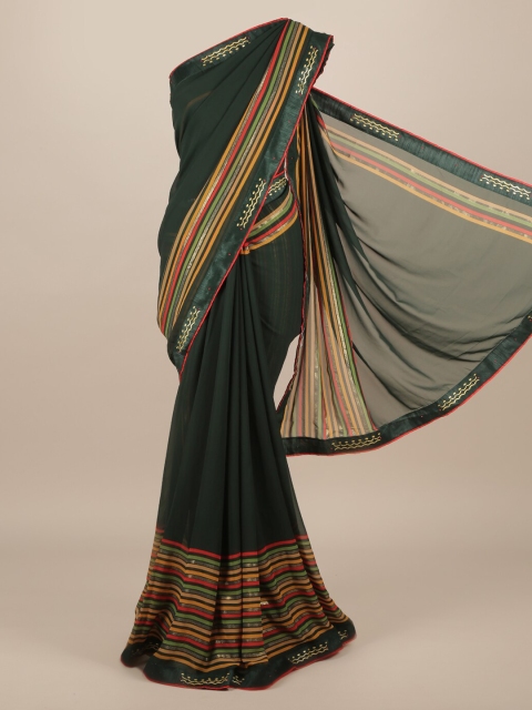 

Pothys Green Solid Poly Chiffon Saree