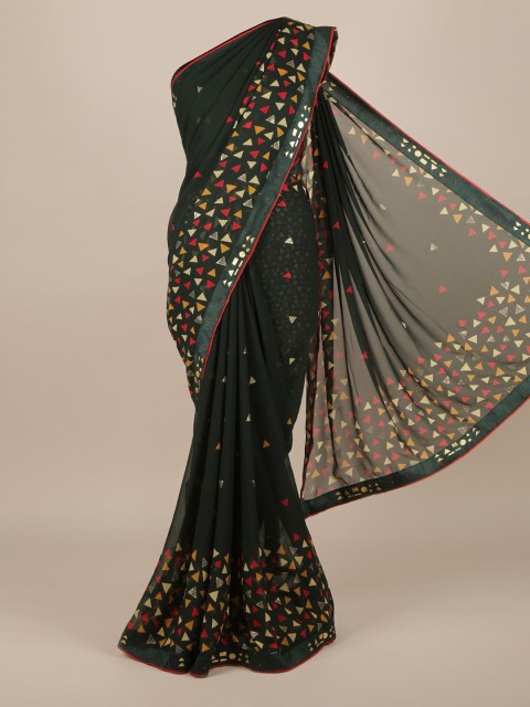 

Pothys Green & Yellow Poly Chiffon Printed Saree