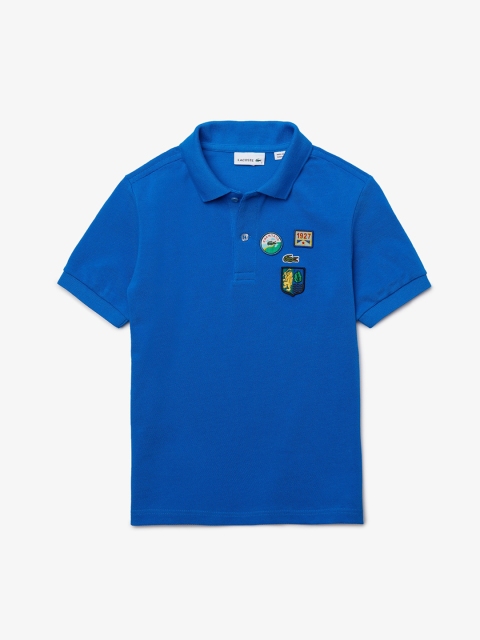 

Lacoste Boys Blue Solid Polo Collar T-shirt