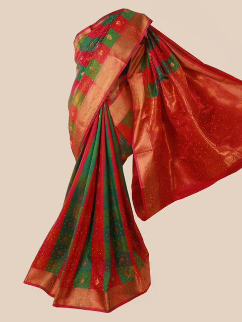 

Pothys Red & Green Art Silk Woven Design Saree