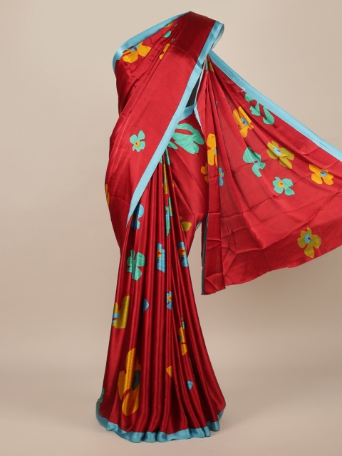 

Pothys Maroon Printed Satin Saree