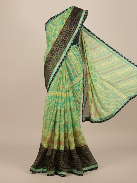 

Pothys Green & Yellow Poly Chiffon Printed Saree