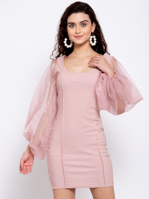 

EMBLAZE Women Pink Solid Bodycon Dress
