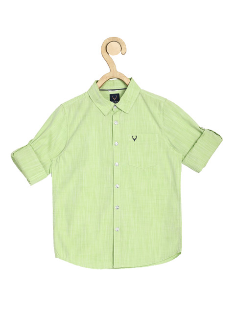 

Allen Solly Junior Boys Green Slim Fit Solid Cotton Casual Shirt