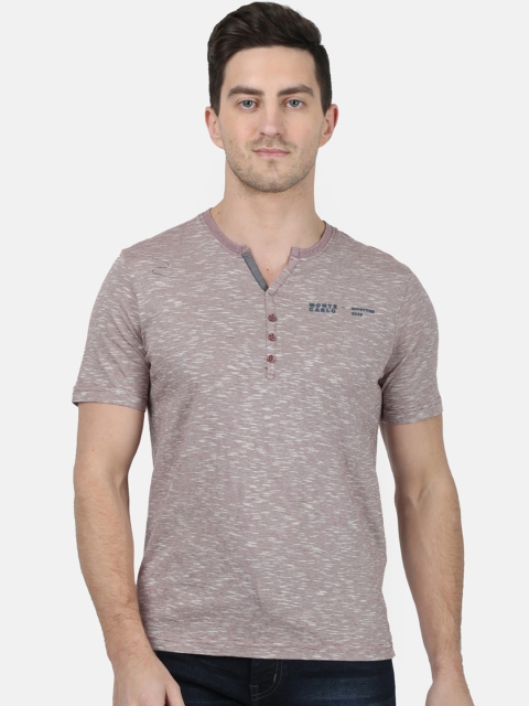 

Monte Carlo Men Brown Self Design Henley Neck T-shirt