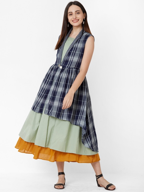 

ZOLA Women Multicoloured Colourblocked Fit and Flare Dress, Multi