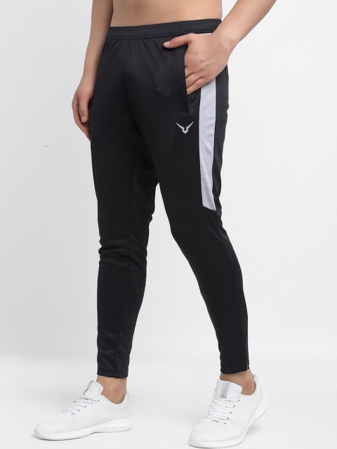 

Invincible Men Black & Grey Solid Slim-Fit Track Pants