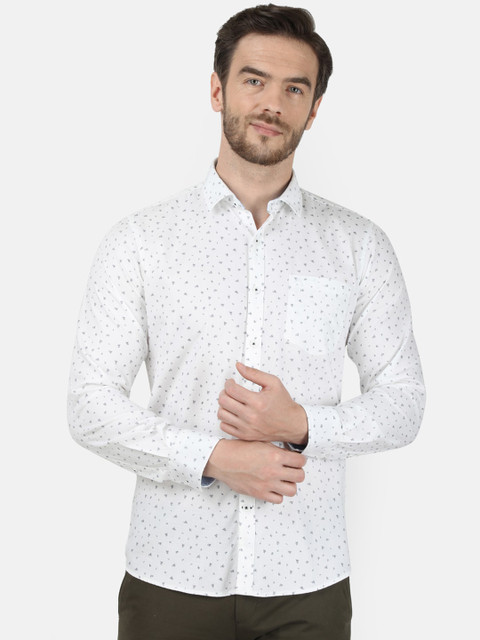 

Monte Carlo Men White & Grey Cotton Regular Fit Micro Ditsy Printed Casual Shirt