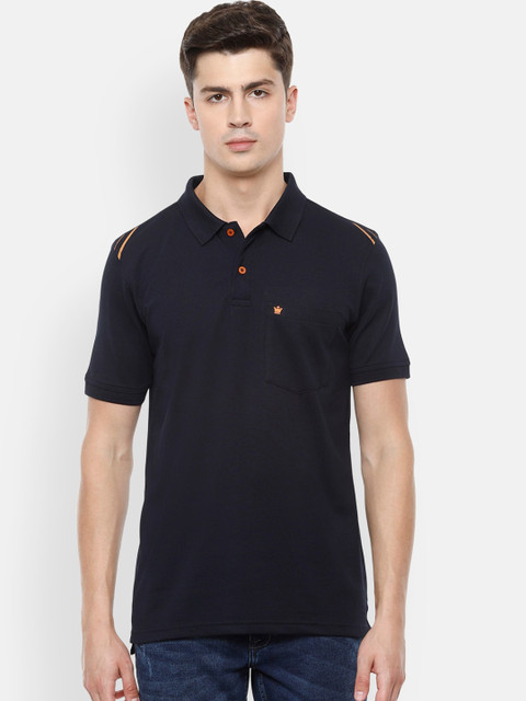

Louis Philippe Men Navy Blue Solid Polo Collar T-shirt