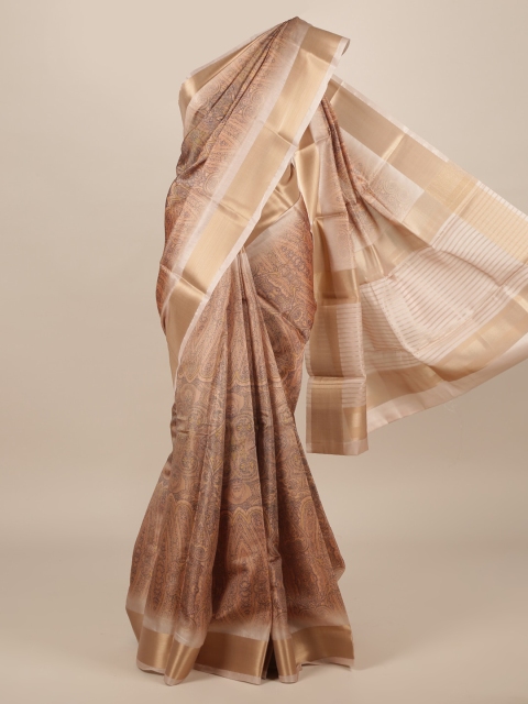 

Pothys Copper-Coloured Pure Silk Printed Tussar Saree