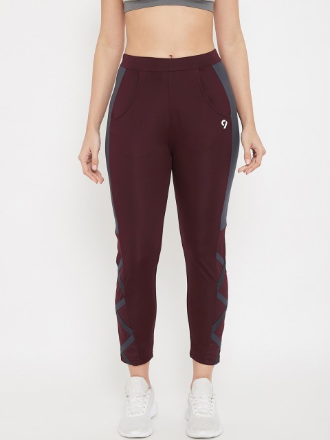 

C9 AIRWEAR Women Maroon & Grey Solid Aerobics Track Pants