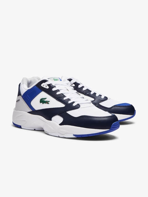 

Lacoste Men White & Navy Blue Storm 96 Lo Mesh Colourblocked Sneakers