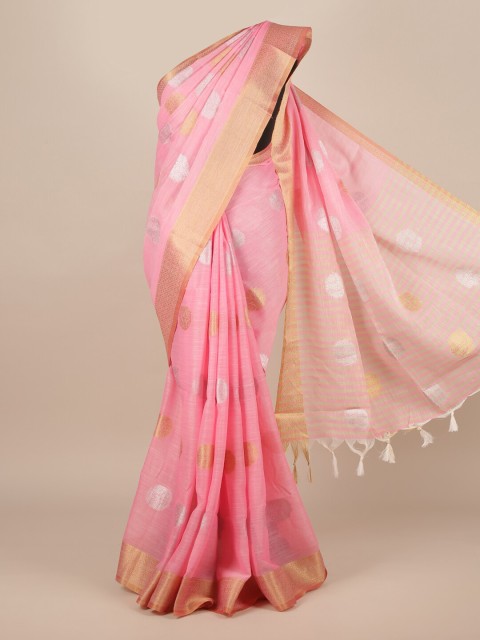 

Pothys Pink Woven Design Jute Silk Saree