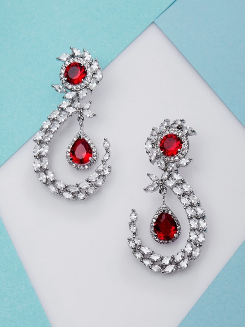 

GloBox By ZeroKaata Silver-Toned Contemporary Drop Earrings