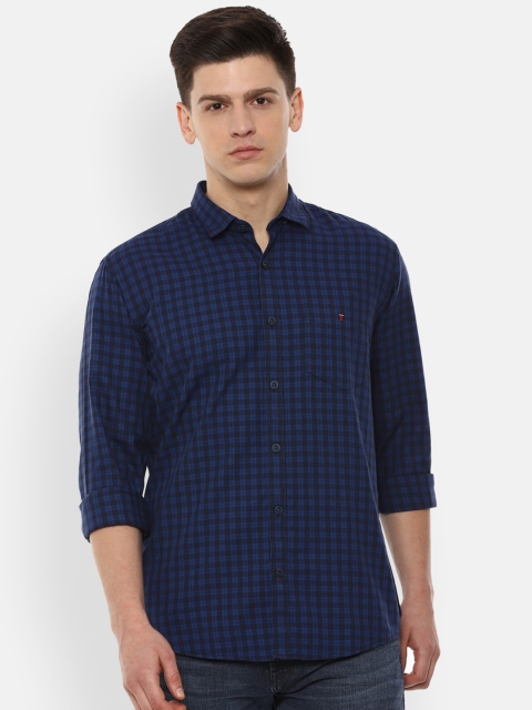 

Louis Philippe Sport Men Navy Blue Slim Fit Checked Cotton Casual Shirt