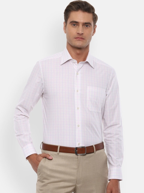 Louis Philippe Men White Regular Fit Checked Casual Shirt