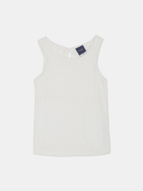

GAP Toddler Girl White Ribbed Lace-Trim Tank